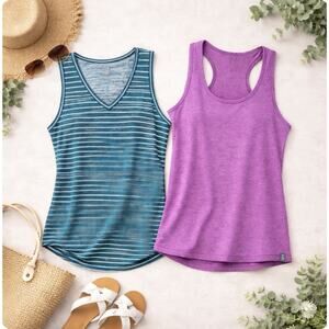 Two Title Nine Sz M Athletic Style Striped, Solid Tank Athleisure Travel Casual